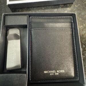 Michael Kors Black Card Holder with Gold Logo